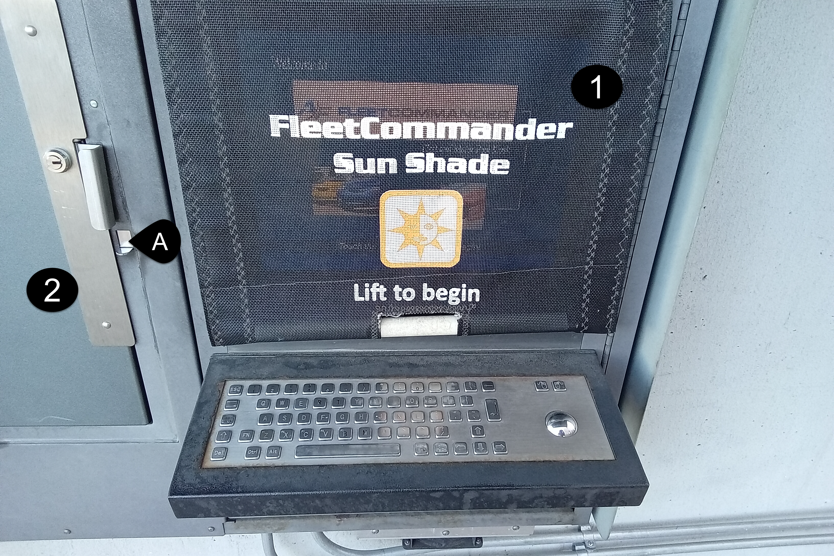 Picture of Kiosk with graphic to match instructions