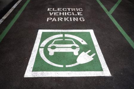 An image of an electric vehicle or EV parking space marki
