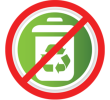 Illustration icon of a recycling bin crossed out with a red slash for Not Acceptable recycling items.