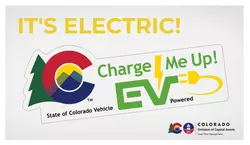 An image of an electric vehicle or EV parking space marking in green and white.