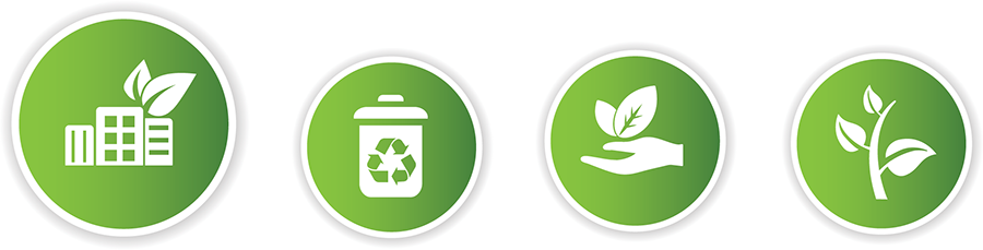 Four icons about recycling and green offices