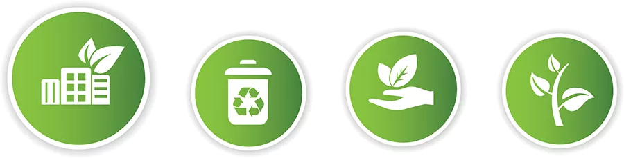 Four icons about recycling and green offices