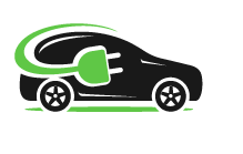 An icon of a black car with a green plug.